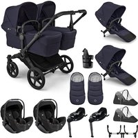 Bugaboo Donkey 6 Twin + Joie i-Level Travel System- Deep Indigo - With Accessories