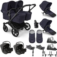 Bugaboo Donkey 6 Twin + Joie i-Snug 2 Travel System- Deep Indigo - With Accessories