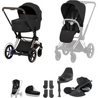 Cybex Platinum e-PRIAM Comfort Travel System- Sepia Black + Rose Gold - Without Footmuff & Cup Holder