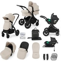 Ickle Bubba Stomp Luxe 12 Piece with i-Size Cirrus Car Seat & ISOFIX Base Travel System- Stone - Black Frame + Black Handles