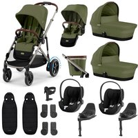 Cybex eGazelle S Electric Twin & Cloud T i-Size Travel System - Moss Green