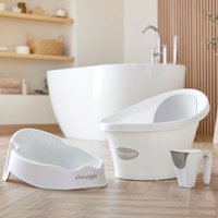 Shnuggle Baby Bath, Bath Support, Brush and Jug Bundle- White
