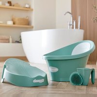 Shnuggle Baby Bath, Bath Support, Brush and Jug Bundle- Eucalyptus