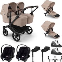 Bugaboo Donkey 6 Twin + Cybex Aton B2 Travel System- Desert Taupe Melange