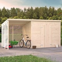16′ x 6′ Palmako Leif Heavy Duty Wooden Shed with Bike Shelter (4.7m x 1.9m) 16′ x 6′ Palmako Leif Heavy Duty Wooden Shed with Bike Shelter (4.7m x 1.9m)
