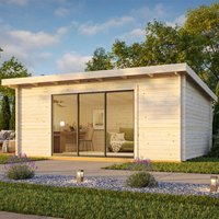 Palmako Lea 5.8m x 4.5m Log Cabin Garden Office Sliding Doors (44mm) Palmako Lea 5.8m x 4.5m Log Cabin Garden Office Sliding Doors (44mm)