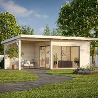 Palmako Andrea 3.9m x 3m Contemporary Log Cabin with Gazebo Sliding Doors (44mm) Palmako Andrea 3.9m x 3m Contemporary Log Cabin with Gazebo Sliding Doors (44mm)