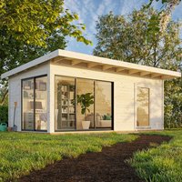 Palmako Andrea 5.95m x 3m Contemporary Log Cabin Sliding Doors (44mm) Palmako Andrea 5.95m x 3m Contemporary Log Cabin Sliding Doors (44mm)