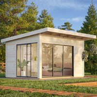 Palmako Andrea 3.9m x 3m Double Glazed Contemporary Log Cabin Sliding Doors Plus (44mm) Palmako Andrea 3.9m x 3m Double Glazed Contemporary Log Cabin Sliding Doors Plus (44mm)