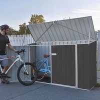 7’5 x 2’7 Absco Double Door Metal Bike Shed – Grey (2.26m x 0.78m) 7’5 x 2’7 Absco Double Door Metal Bike Shed – Grey (2.26m x 0.78m)