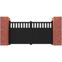 Partial Privacy Premium Metal Driveway Double Gates – Black Partial Privacy Premium Metal Driveway Double Gates – Black