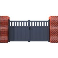 Partial Privacy Premium Metal Driveway Double Gates – Grey Partial Privacy Premium Metal Driveway Double Gates – Grey