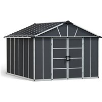 11′ x 13.1′ Palram Canopia Yukon Premium Dark Grey Skylight Plastic Shed with WPC Floor (3.32m x 3.93m) 11′ x 13.1′ Palram Canopia Yukon Premium Dark Grey Skylight Plastic Shed with WPC Floor (3.32m x 3.93m)