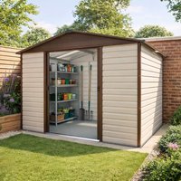 10' x 6' Yardmaster Shiplap Apex Metal Shed Brown Finish (3.03m x 1.97m)