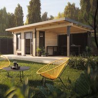 Palmako Grace 3m x 2.9m Pent Log Cabin with Gazebo (56mm) Palmako Grace 3m x 2.9m Pent Log Cabin with Gazebo (56mm)