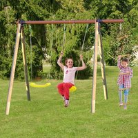 Trigano Piki Kids Wooden Double Garden Swing with Rope Ladder Trigano Piki Kids Wooden Double Garden Swing with Rope Ladder