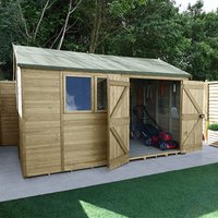 12′ x 8′ Forest Timberdale 25yr Guarantee Tongue & Groove Pressure Treated Double Door Reverse Apex Shed (3.65m x 2.52m) 12′ x 8′ Forest Timberdale 25yr Guarantee Tongue & Groove Pressure Treated Double Door Reverse Apex Shed (3.65m x 2.52m)