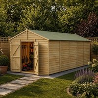 20' x 10' Forest 4Life 25yr Guarantee Overlap Pressure Treated Windowless Double Door Apex Wooden Shed (5.96m x 3.21m)