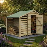 6' x 4' Forest 4Life 25yr Guarantee Overlap Pressure Treated Apex Wooden Shed with Logstore (1.88m x 2m)