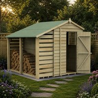 7' x 5' Forest 4Life 25yr Guarantee Overlap Pressure Treated Apex Wooden Shed with Logstore (2.18m x 2.31m)