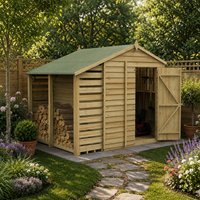 8' x 6' Forest 4Life 25yr Guarantee Overlap Pressure Treated Apex Wooden Shed with Logstore (2.42m x 2.64m)