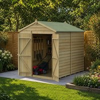 8' x 6' Forest 4Life 25yr Guarantee Overlap Pressure Treated Windowless Double Door Apex Wooden Shed (2.42m x 1.99m)