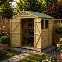 7' x 5' Forest 4Life 25yr Guarantee Overlap Pressure Treated Double Door Apex Wooden Shed (2.28m x 1.53m)