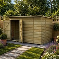 10' x 6' Forest 4Life 25yr Guarantee Overlap Pressure Treated Windowless Double Door Pent Wooden Shed (3.11m x 2.04m)