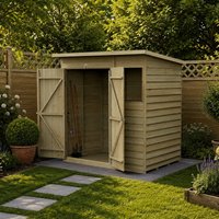 6' x 4' Forest 4Life 25yr Guarantee Overlap Pressure Treated Double Door Pent Wooden Shed (1.98m x 1.39m)