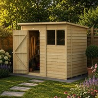 7' x 5' Forest 4Life 25yr Guarantee Overlap Pressure Treated Pent Wooden Shed (2.26m x 1.7m)