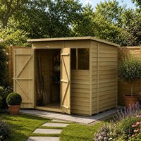 7' x 5' Forest 4Life 25yr Guarantee Overlap Pressure Treated Double Door Pent Wooden Shed (2.26m x 1.69m)
