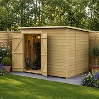 8' x 6' Forest 4Life 25yr Guarantee Overlap Pressure Treated Windowless Double Door Pent Wooden Shed (2.51m x 2.04m)