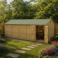 20' x 10' Forest 4Life 25yr Guarantee Overlap Pressure Treated Windowless Double Door Reverse Apex Wooden Shed (5.96m x 3.21m)