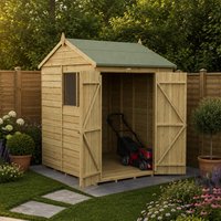 7' x 5' Forest 4Life 25yr Guarantee Overlap Pressure Treated Double Door Reverse Apex Wooden Shed (2.28m x 1.53m)