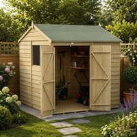 7' x 7' Forest 4Life 25yr Guarantee Overlap Pressure Treated Double Door Reverse Apex Wooden Shed (2.28m x 2.12m)