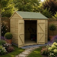 7' x 7' Forest 4Life 25yr Guarantee Overlap Pressure Treated Windowless Double Door Reverse Apex Wooden Shed (2.28m x 2.12m)