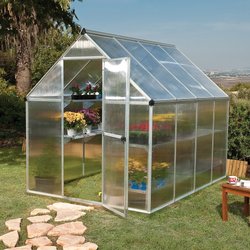 6'X8' Palram Canopia Mythos Walk In Silver Polycarbonate Greenhouse (1.8X2.4M)