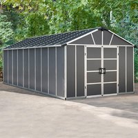 11′ x 21.3′ Palram Canopia Yukon Premium Dark Grey Plastic Shed with WPC Floor (3.32m x 6.43m) 11′ x 21.3′ Palram Canopia Yukon Premium Dark Grey Plastic Shed with WPC Floor (3.32m x 6.43m)