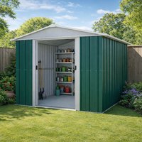 8′ x 7′ Yardmaster Green Metal Shed (2.42m x 2.17m) 8′ x 7′ Yardmaster Green Metal Shed (2.42m x 2.17m)
