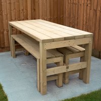 Forest Wooden Garden Dining Table and Benches Set 5’11 x 2’6 (1.8m x 0.76m) Forest Wooden Garden Dining Table and Benches Set 5’11 x 2’6 (1.8m x 0.76m)