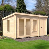 Shire Elm 4.2m x 3m Log Cabin with Side Shed (19mm)