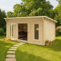 Forest Elmley 5m x 3m Log Cabin Garden Office (45mm)
