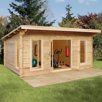 Forest Mendip 5m x 4m Log Cabin Garden Office (45mm) Forest Mendip 5m x 4m Log Cabin Garden Office (45mm)