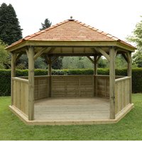 15’x13′ (4.7x4m) Wooden Garden Gazebo with New England Cedar Roof – Seats up to 19 people 15’x13′ (4.7x4m) Wooden Garden Gazebo with New England Cedar Roof – Seats up to 19 people