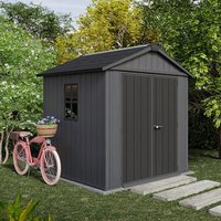 7'5 x 7' Keter Newton Plus Grey Apex Plastic Garden Shed (2.30m x 2.24m)