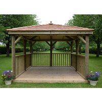 11’x11′ (3.5×3.5m) Square Wooden Garden Gazebo with New England Cedar Roof 11’x11′ (3.5×3.5m) Square Wooden Garden Gazebo with New England Cedar Roof