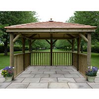 11’x11′ (3.5×3.5m) Square Wooden Garden Gazebo with New England Cedar Roof 11’x11′ (3.5×3.5m) Square Wooden Garden Gazebo with New England Cedar Roof