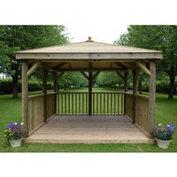 11’x11′ (3.5×3.5m) Square Wooden Garden Gazebo with Traditional Timber Roof 11’x11′ (3.5×3.5m) Square Wooden Garden Gazebo with Traditional Timber Roof