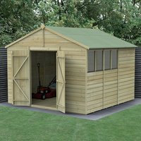 10′ x 10′ Forest Beckwood 25yr Guarantee Shiplap Pressure Treated Double Door Apex Wooden Shed (3.21m x 3.01m) 10′ x 10′ Forest Beckwood 25yr Guarantee Shiplap Pressure Treated Double Door Apex Wooden Shed (3.21m x 3.01m)
