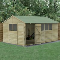 15′ x 10′ Forest Beckwood 25yr Guarantee Shiplap Pressure Treated Double Door Reverse Apex Wooden Shed (4.48m x 3.21m) 15′ x 10′ Forest Beckwood 25yr Guarantee Shiplap Pressure Treated Double Door Reverse Apex Wooden Shed (4.48m x 3.21m)
